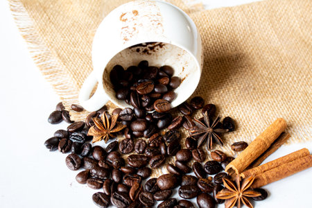 fortune telling on coffee grounds. selective focus.foodの写真素材
