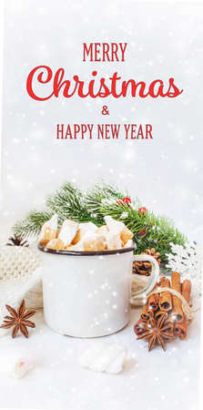 Christmas Cocoa with marshmallows. neweyar Holiday. Selective focus.foodの写真素材
