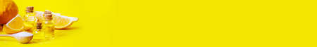 Citric acid on a yellow background. Selective focus.natureの写真素材