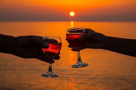 Drink wine by the sea. Selective focus. nature.の写真素材