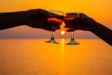 Drink wine by the sea. Selective focus. nature.の写真素材