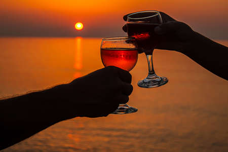 Drink wine by the sea. Selective focus. nature.の写真素材