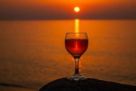 Drink wine by the sea. Selective focus. nature.の写真素材
