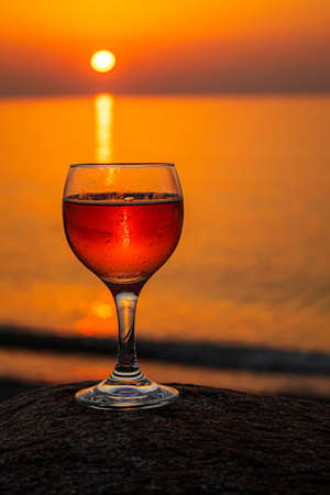Drink wine by the sea. Selective focus. nature.の写真素材