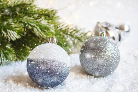 Christmas background. happy New Year. Selective focus holidaysの写真素材