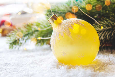 Merry Christmas and Happy New Year, Holidays greeting card background. Selective focus.holidaysの写真素材