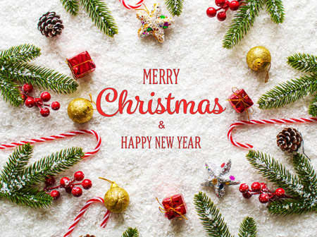 Merry Christmas and Happy New Year, Holidays greeting card background. Selective focus.holidaysの写真素材
