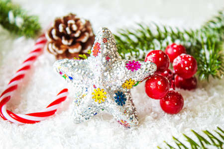 Merry Christmas and Happy New Year, Holidays greeting card background. Selective focus.holidaysの写真素材