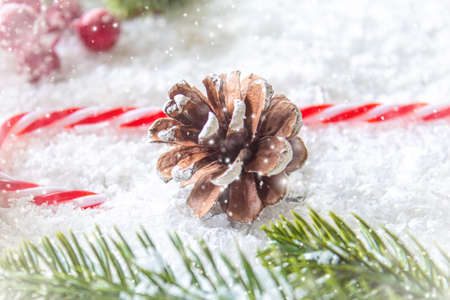 Merry Christmas and Happy New Year, Holidays greeting card background. Selective focus.holidaysの写真素材