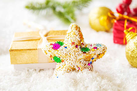 Merry Christmas and Happy New Year, Holidays greeting card background. Selective focus.holidaysの写真素材