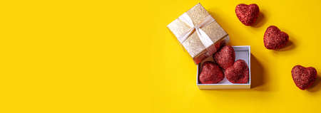 Gift box on a wooden background. Valentine's Day gift.selectiv focus.holidayの写真素材