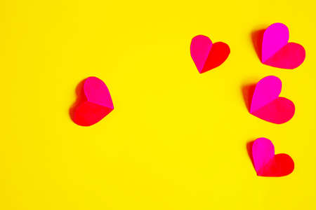 Hearts on a red background. Valentine's Day. selective focus. Valentine.の写真素材