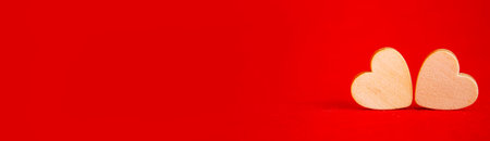 Hearts on a red background. Valentine's Day. selective focus. Valentine.の写真素材