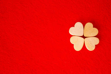Hearts on a red background. Valentine's Day. selective focus. Valentine.の写真素材