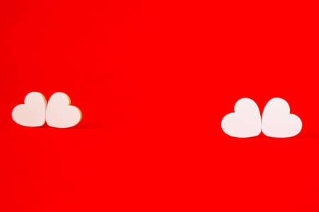 Hearts on a red background. Valentine's Day. selective focus. Valentine.の写真素材