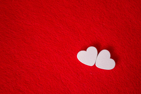 Hearts on a red background. Valentine's Day. selective focus. Valentine.の写真素材
