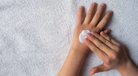 Red spots on the skin of the child's hands.children's allergy.selective focus.natureの写真素材