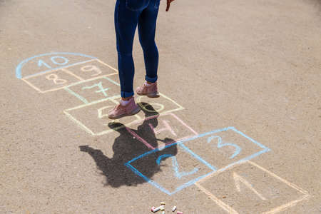 children's games in classics. Selective focus.childの写真素材