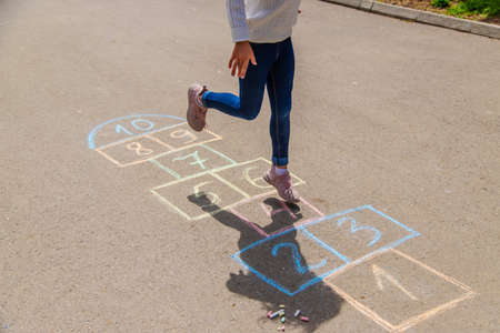 children's games in classics. Selective focus.childの写真素材