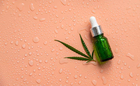 cannabis oil on a light background. selective focus. Nature.の写真素材