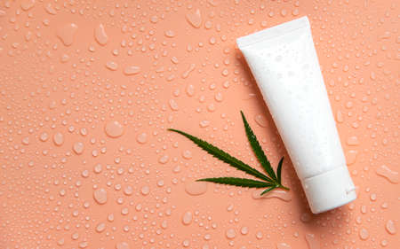 Cream of cannabis on a light background. selective focus. Nature.の写真素材