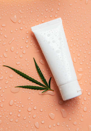 Cream of cannabis on a light background. selective focus. Nature.の写真素材