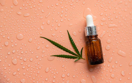 cannabis oil on a light background. selective focus. Nature.の写真素材