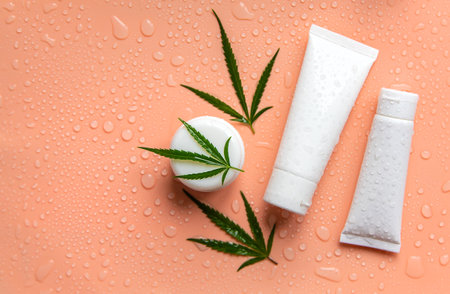 Cream of cannabis on a light background. selective focus. Nature.の写真素材