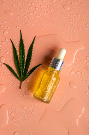 cannabis oil on a light background. selective focus. Nature.の写真素材