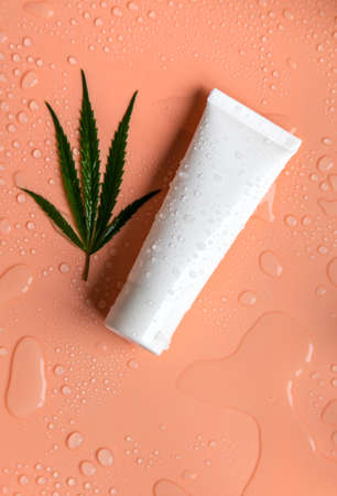 Cream of cannabis on a light background. selective focus. Nature.の写真素材