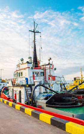 The passenger ship in port. selective focus transporttationの写真素材