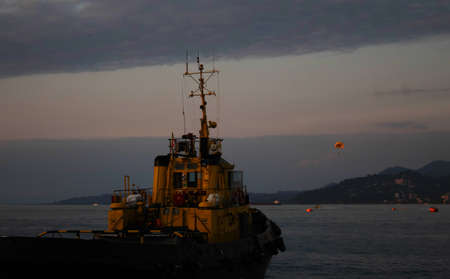 The passenger ship in port. selective focus transporttation