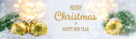 Merry Christmas Holidays greeting card background. selective focus. nature.の写真素材