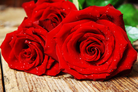 red rose on a wooden background. Valentine's Day gift.selective focus.holidayの写真素材