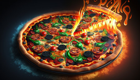 Real pizza with baked hot. Generative A.I.の写真素材