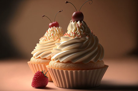 Beautiful natural cupcakes. Generative A.I.の写真素材