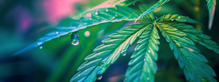 cannabis leaf with water dropsjuana plantjuana leaves, cannabis indica,の写真素材
