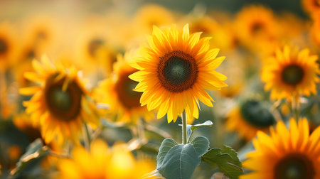 Sunflower field. selective focus. nature Generative AI,の写真素材