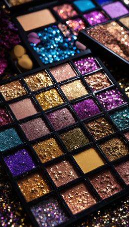 cosmetics glitter and makeup shadows. Fashion Selective focus.の写真素材
