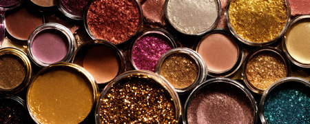 cosmetics glitter and makeup shadows. Fashion Selective focus.の写真素材