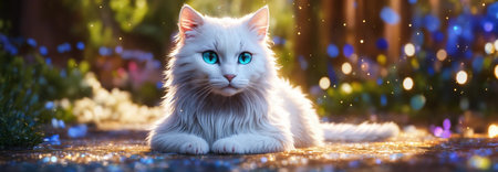 white cat with big blue eyes. selective focus. animals Generative AI,の写真素材