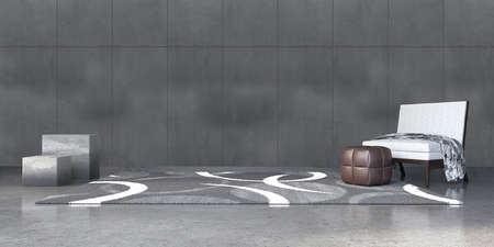 Modern interior of a room. Concrete floor and wall, 3D Rendering, concept ideaの写真素材