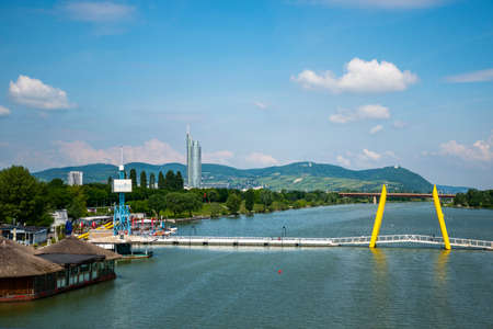 01 June 2019, Vienna, Austria /  recreational Donaupark, river Danubeのeditorial素材