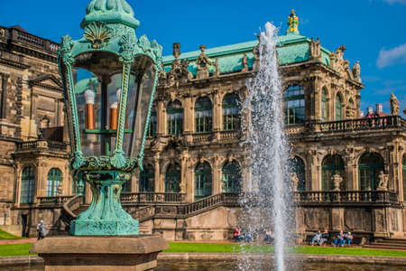 17 May 2019 Dresden, Germany - Dresdner Zwinger palace is designed by Poeppelmann in 1710 as orangery and exhibition gallery.のeditorial素材