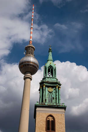 13 May 2019 Berlin, Germany - St. Marienkirche Berlin or St. Mary's Church, one of the oldest churchesのeditorial素材