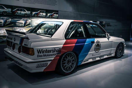 Munich / Germany - May, 24 2019: BMW 3.0 CSL 1975 classic German touring race old 1970s car known as 'Batmobile' in BMW Museum / BMW Weltのeditorial素材