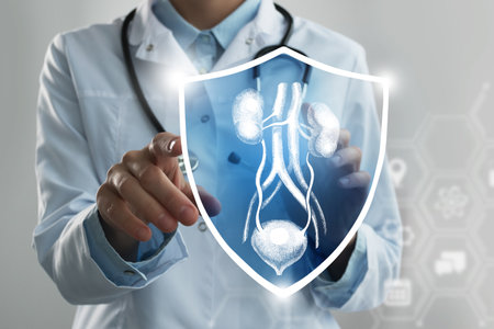 Protecting patient`s health and recovery concept. Neutral color palette, copy space for text.の写真素材