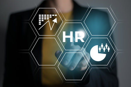 Female manager choosing Human resources recruitment icons. Human resources concept. Illustrative material for articles and web.の写真素材