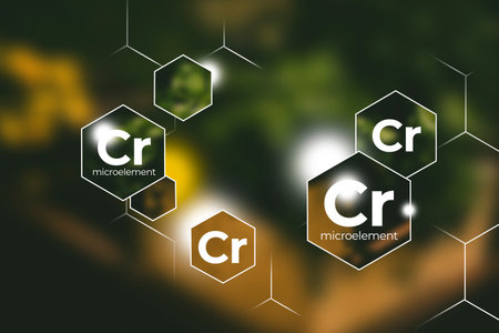 Immunity protection concept, Chromium. Hexagons with Chromium icon, blurry background.の写真素材
