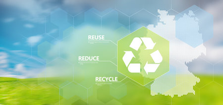 Recycle environmental protection concept, sustainable development, green energy recycle sign in various countries. Vector background with silhouette of Germanyの写真素材